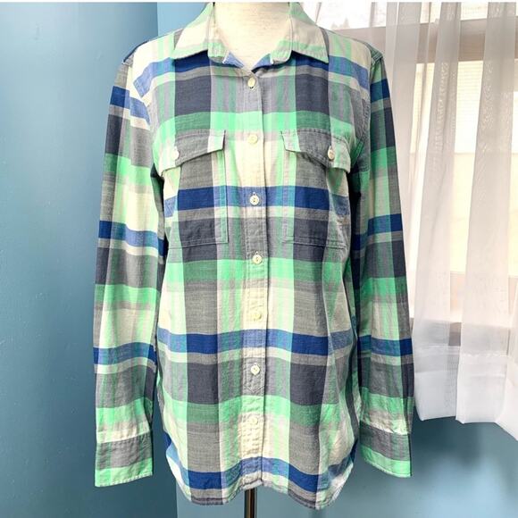 J. Crew Pacey Plaid Boyfriend Shirt Size 8 - Picture 2 of 7